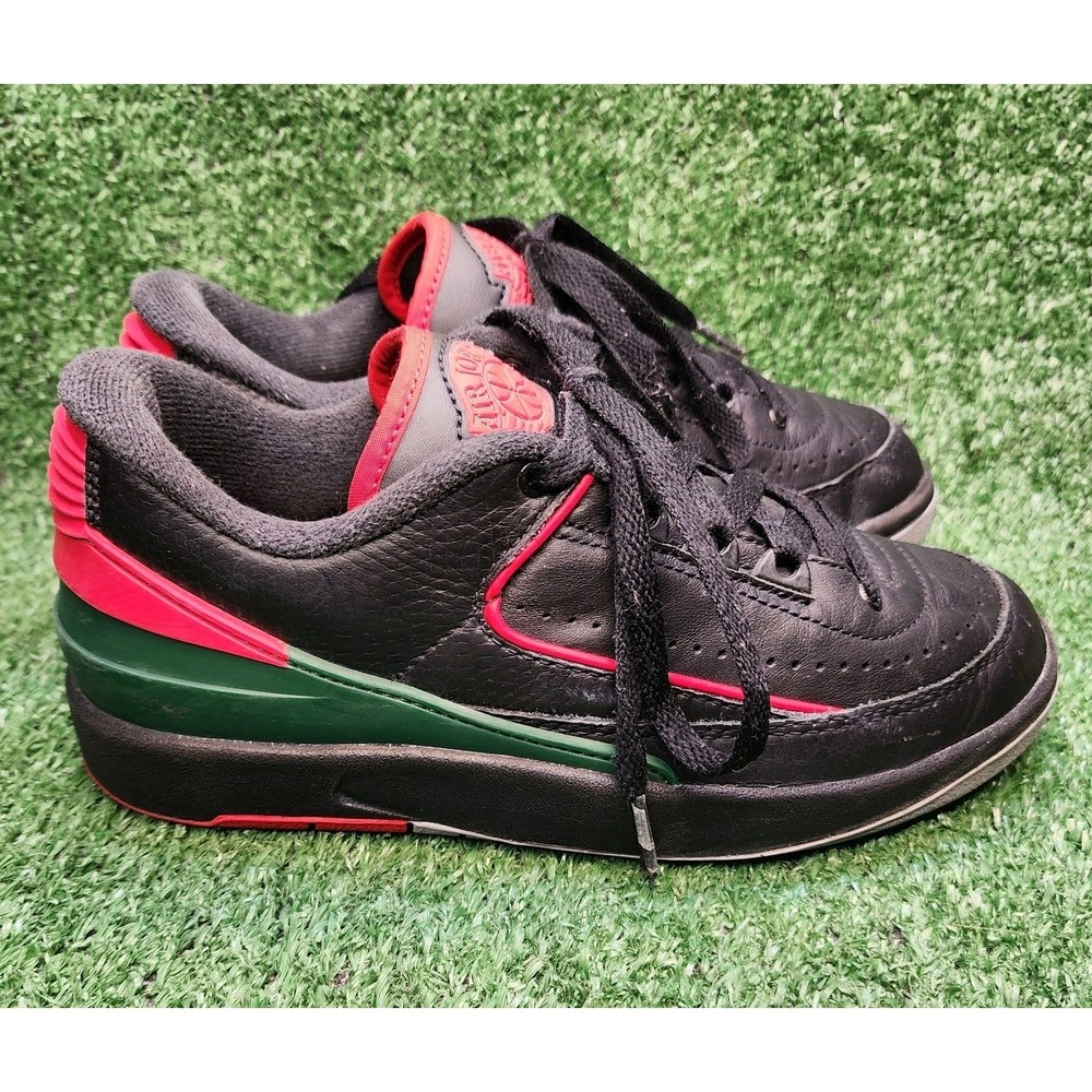 Nike Youth Size 4Y Air Jordan 2 Retro Low Black Fire Red Shoes FJ6869-006